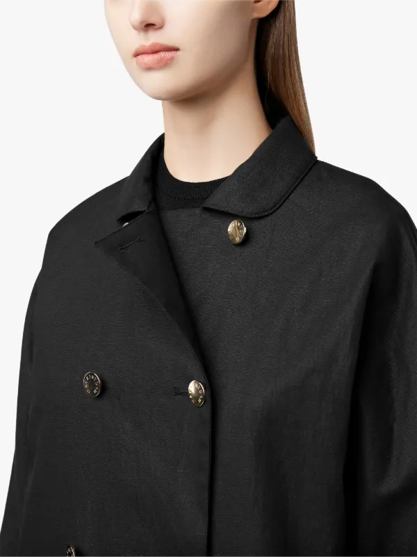 Black Linen Storm System Double Breasted Coat