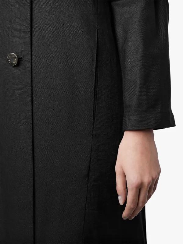 Black Linen Storm System Double Breasted Coat