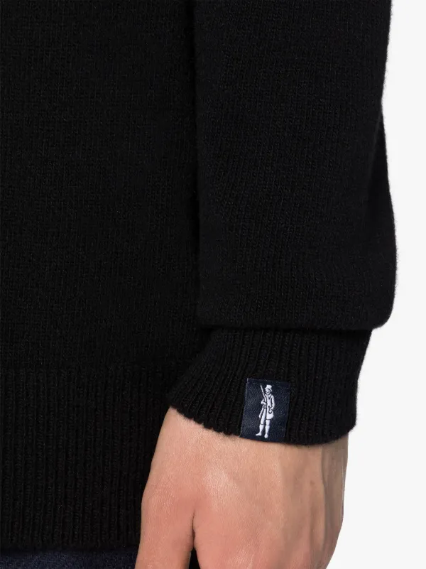 Black Merino Wool & Cashmere Logo Crewneck Sweater