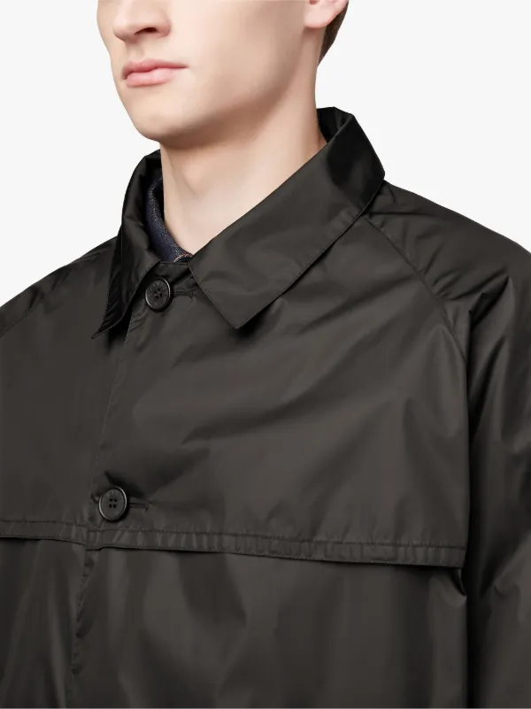 Black Nylon Hooded Coat