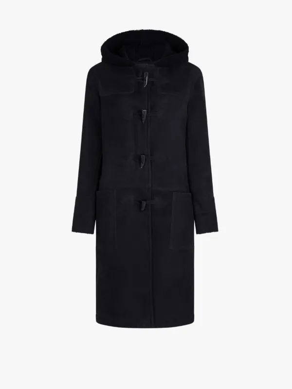 Black Shearling Duffle Coat