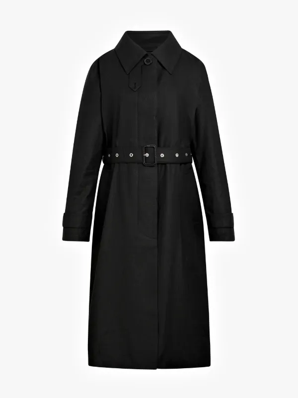 Black Storm System Linen Single-Breasted Trench Coat LM-061B