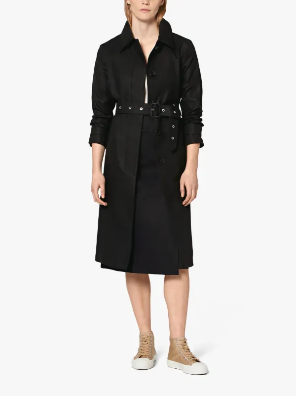 Black Storm System Linen Single-Breasted Trench Coat LM-061B