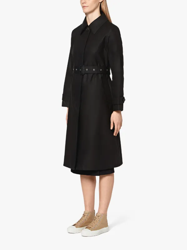 Black Storm System Linen Single-Breasted Trench Coat LM-061B