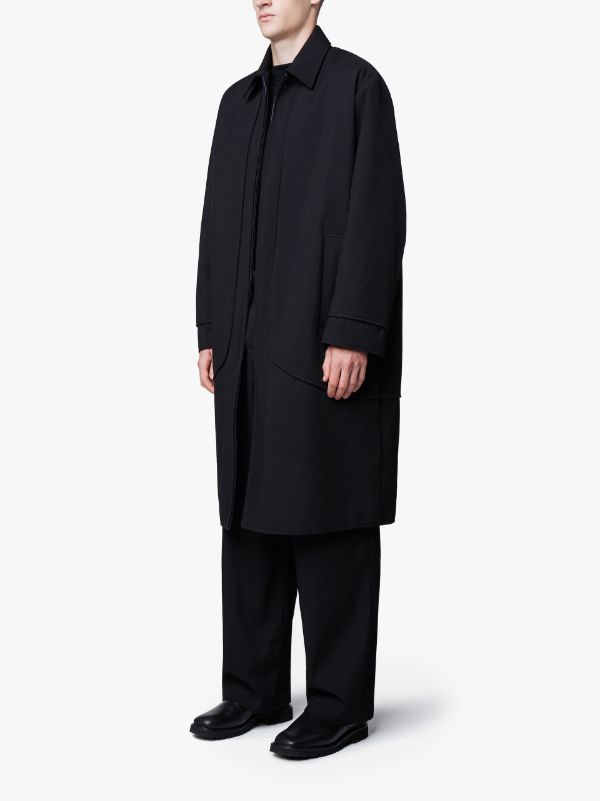 Black Textured Oversized Wool Coat