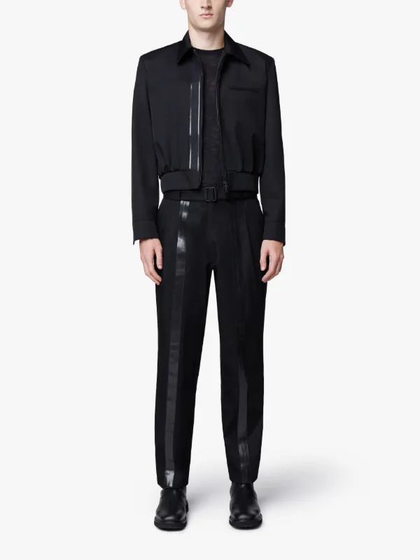 Black Textured Wool 0001 Crop Jacket