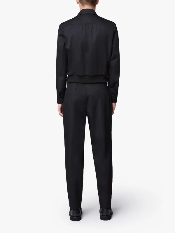 Black Textured Wool 0001 Crop Jacket