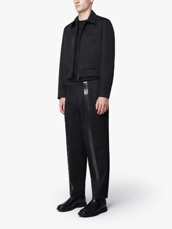 Black Textured Wool 0001 Crop Jacket