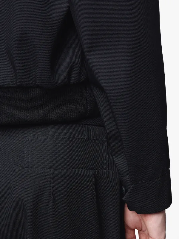 Black Textured Wool 0001 Crop Jacket