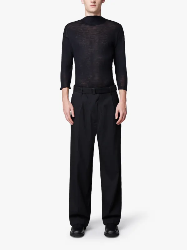 Black Textured Wool 0001 Trousers