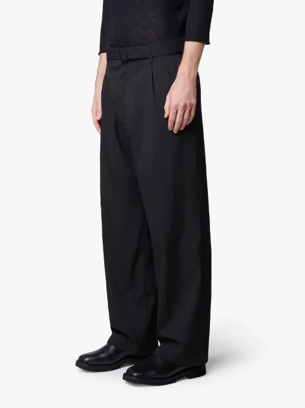Black Textured Wool 0001 Trousers