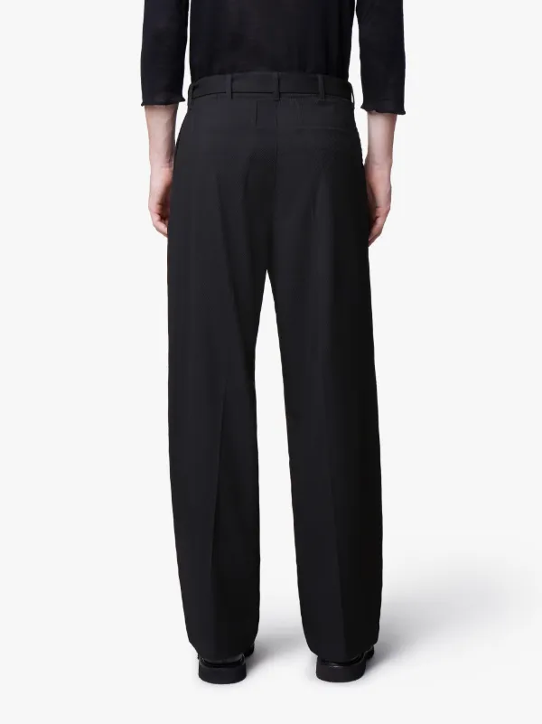 Black Textured Wool 0001 Trousers