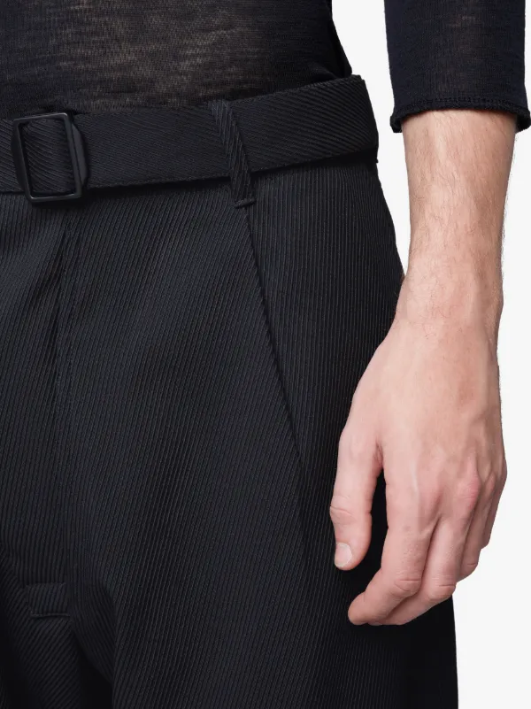 Black Textured Wool 0001 Trousers