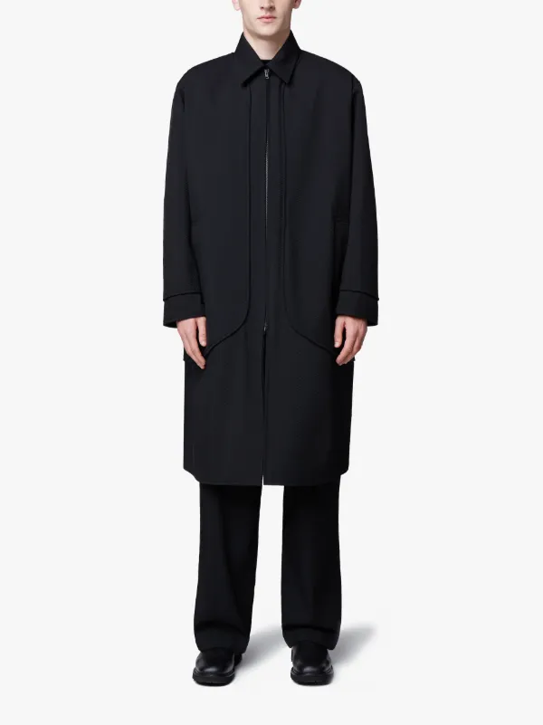 Black Textured Wool Oversized 0001 Coat