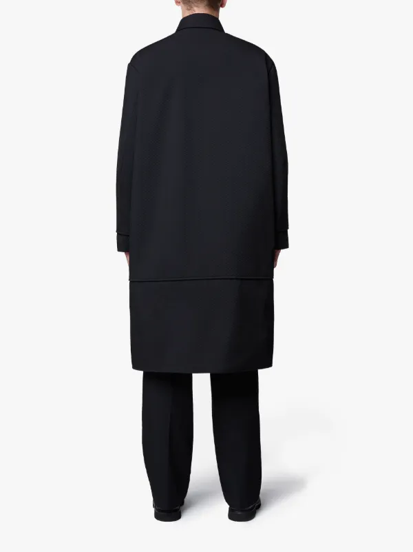 Black Textured Wool Oversized 0001 Coat