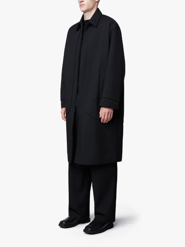 Black Textured Wool Oversized 0001 Coat