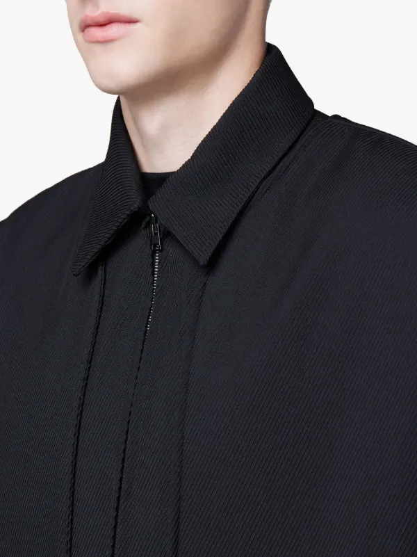 Black Textured Wool Oversized 0001 Coat