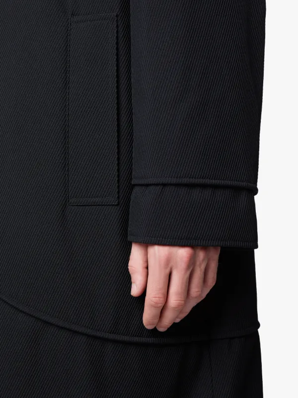Black Textured Wool Oversized 0001 Coat