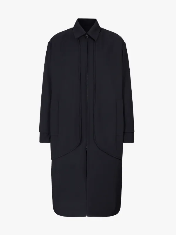 Black Textured Wool Oversized 0001 Coat