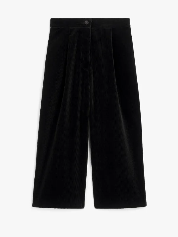 Black Wide Corduroy Trousers