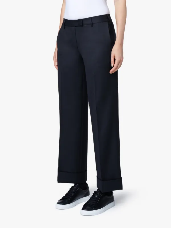 Black Wide Leg Wool Trousers