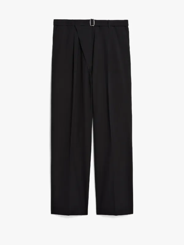 Black Wool & Cotton 0002 Wide Leg Trousers | Mackintosh