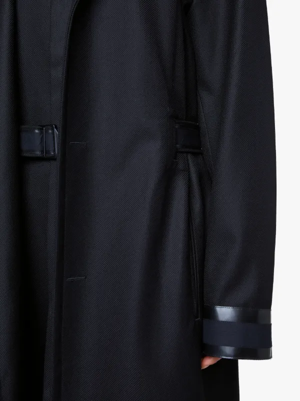 Black Wool Hidden Belt 0001 Trench Coat