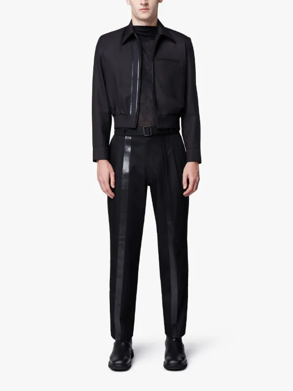 Black Wool Smooth 0001 Crop Jacket
