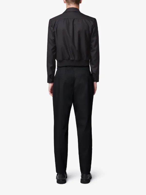 Black Wool Smooth 0001 Crop Jacket