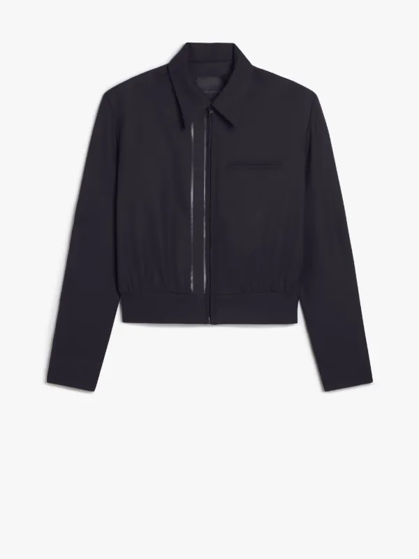 Black Wool Smooth 0001 Crop Jacket