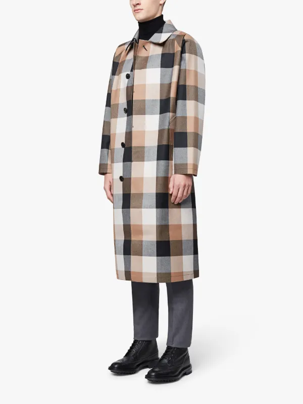 Black x Camel Blockcheck Bonded Wool Coat