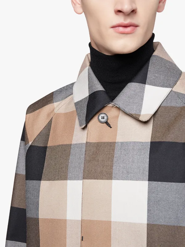 Black x Camel Blockcheck Bonded Wool Coat