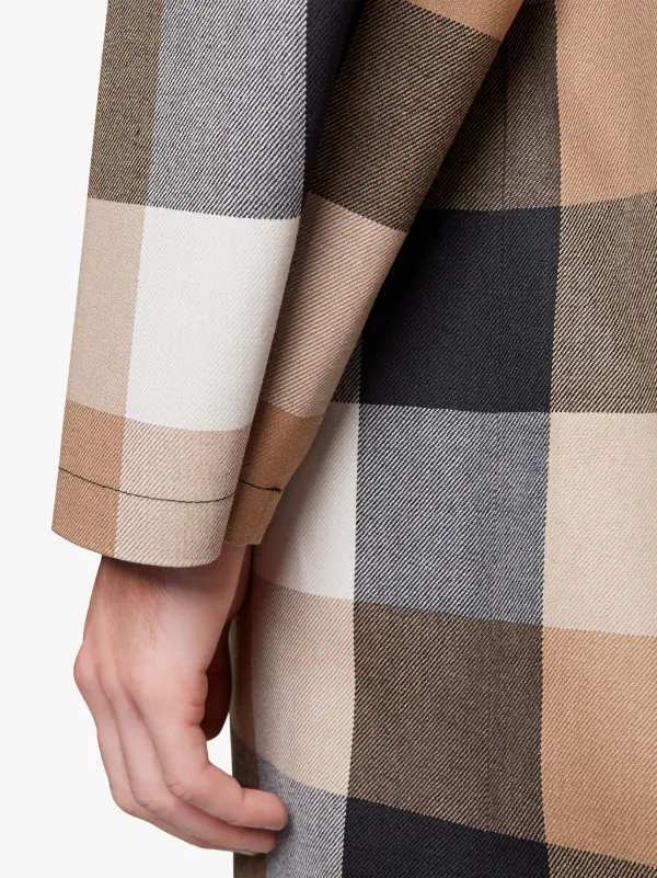 Black x Camel Blockcheck Bonded Wool Coat