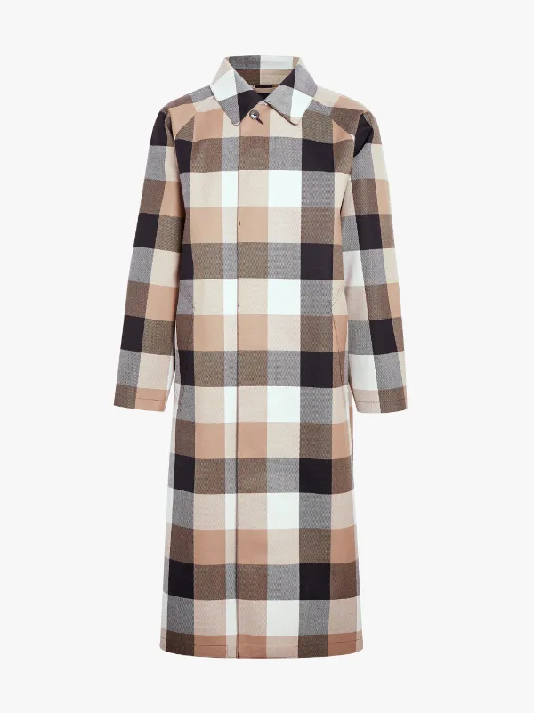 Black x Camel Blockcheck Bonded Wool Coat