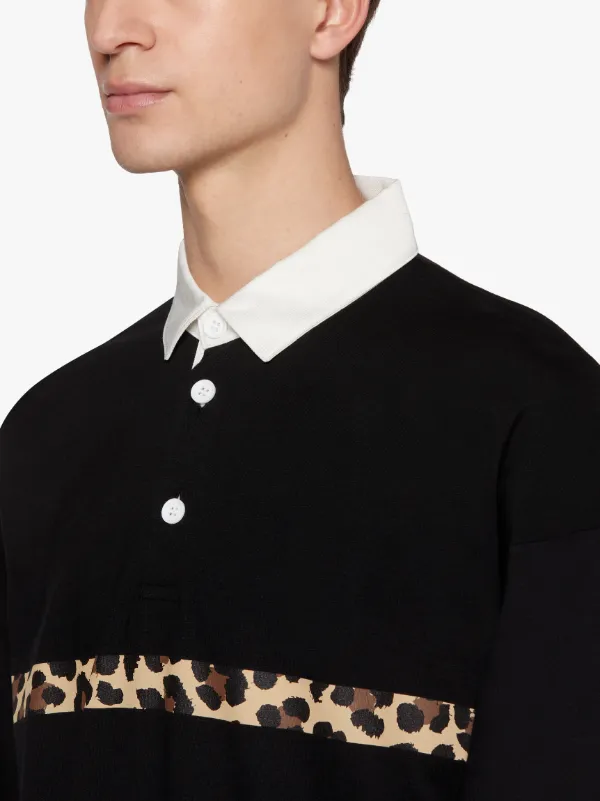 Black x Leopard Cotton Rugby Shirt | GJM-202