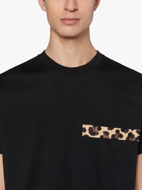 Black x Leopard Cotton T-Shirt | GJM-206