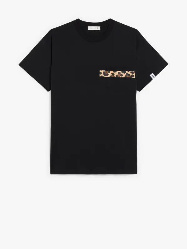 Black x Leopard Cotton T-Shirt | GJM-206