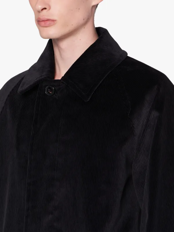 BLACKRIDGE Black Oversized Corduroy Overcoat | GM-113F