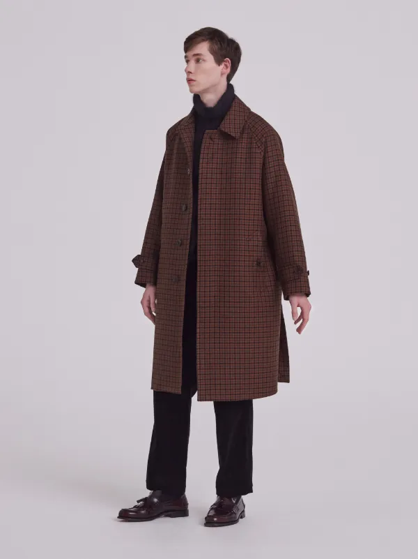 BLACKRIDGE Brown Check Wool Oversized Overcoat | GM-113F