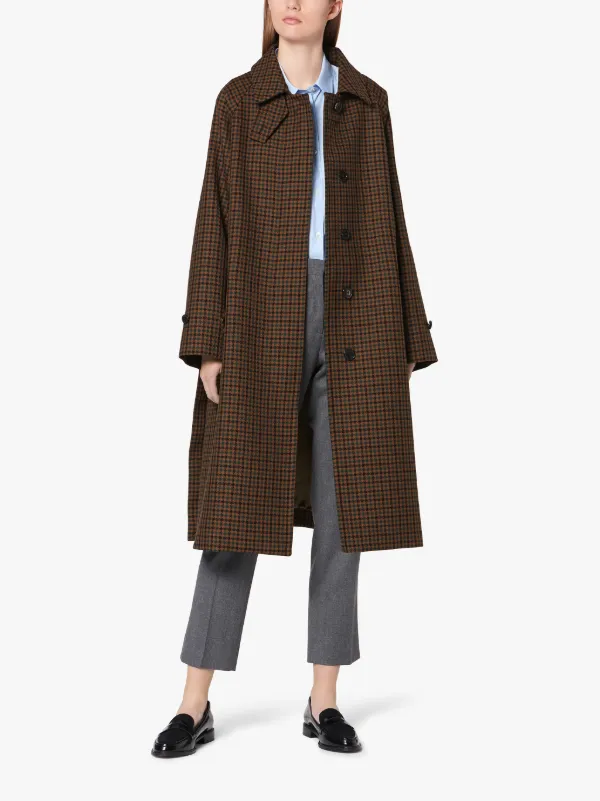 BLACKRIDGE Brown Check Wool Oversized Overcoat | LM-070F