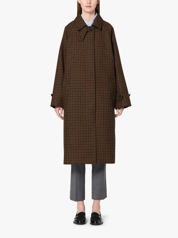 BLACKRIDGE Brown Check Wool Oversized Overcoat | LM-070F