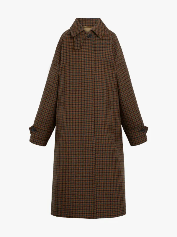 BLACKRIDGE Brown Check Wool Oversized Overcoat | LM-070F