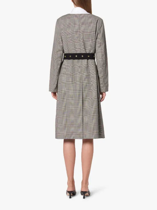 BLAIRMORE Glencheck Storm System Wool Collarless Trench Coat | LM-1032B