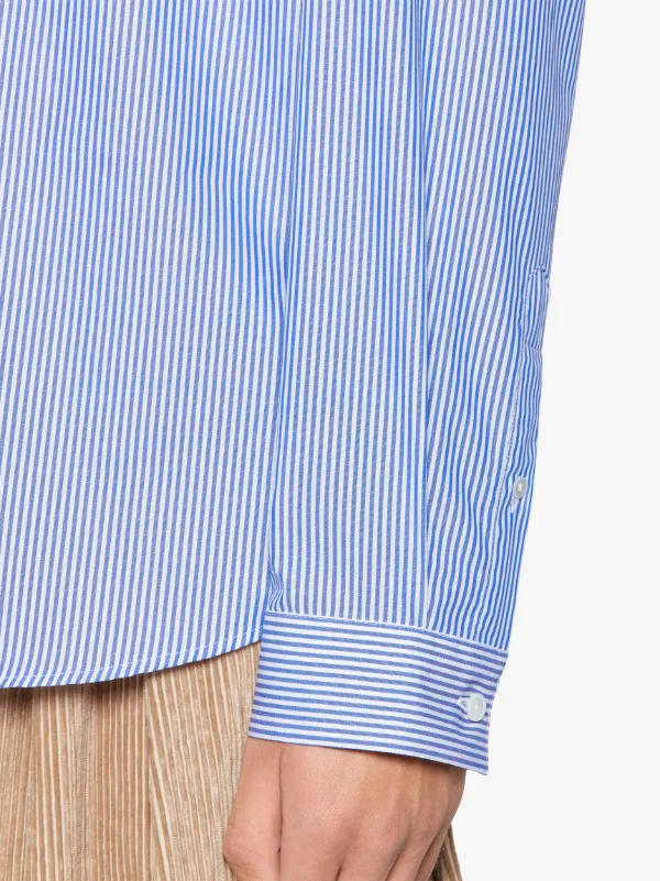 BLOOMSBURY Navy Stripe Cotton Oxford Shirt | GCS-100