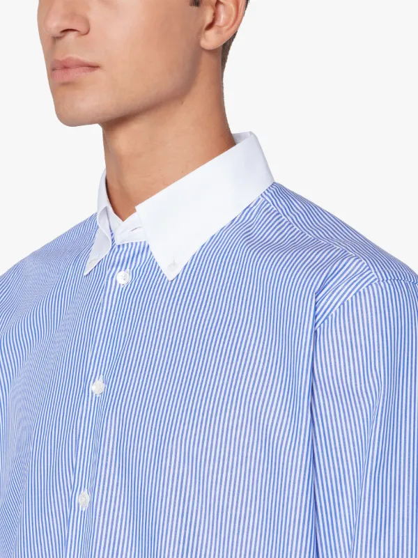 BLOOMSBURY Navy Stripe Cotton Oxford Shirt | GCS-100