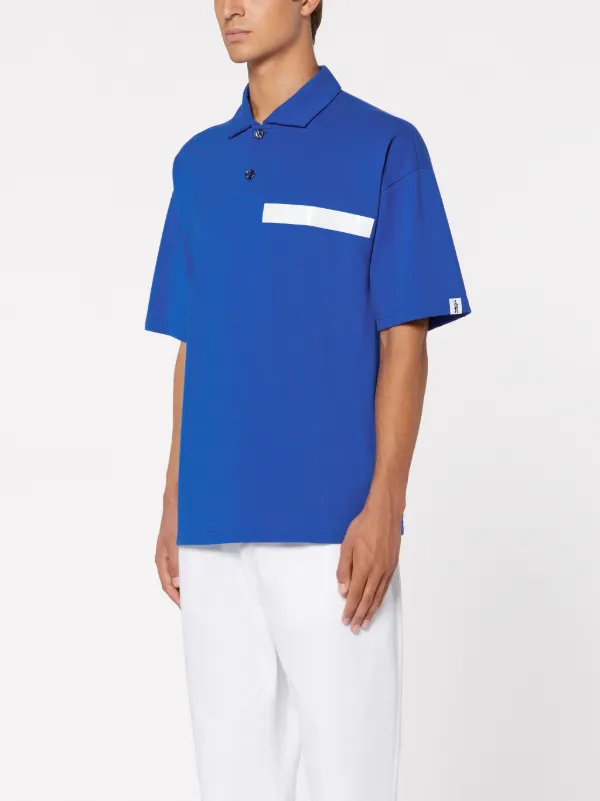 Blue Cotton Cutaway Collar Polo Shirt | GJM-215