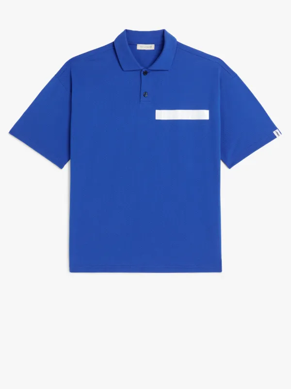 Blue Cotton Cutaway Collar Polo Shirt | GJM-215