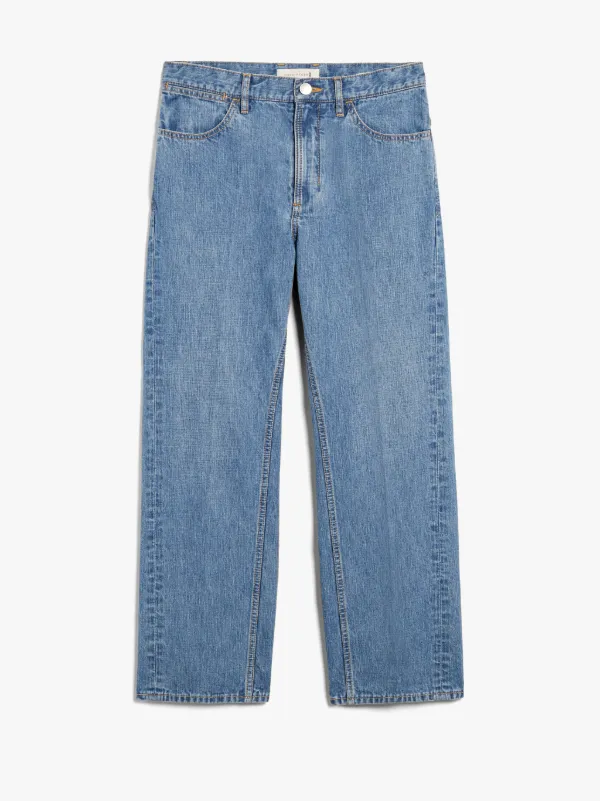 washed blue denim jeans