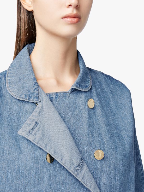 Blue Washed Double Breasted Denim Coat