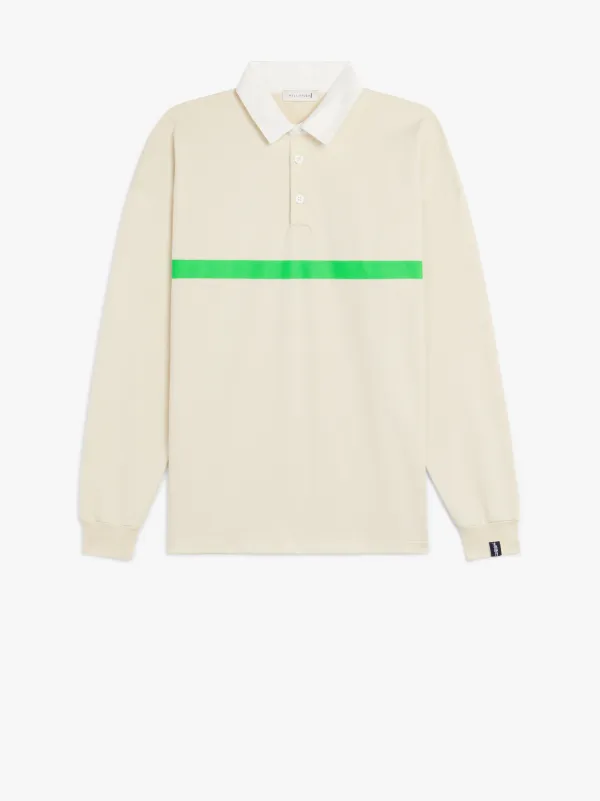 Bone White x Green Cotton Rugby Shirt | GJM-202